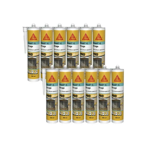 Picture of Set of 12 elastic silicone sealants - SIKA Sikasil G - Transparent - 300ml