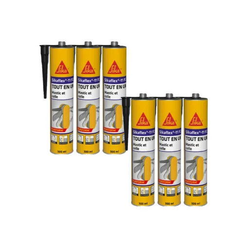 Picture of Set of 6 SIKA Sikaflex 11 FC Purform multi-purpose adhesives - Black - 300ml