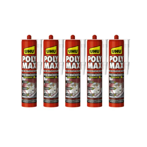 Picture of Set of 5 Polymax UHU Instant Set Mastic Adhesives White cartridge - 425 g