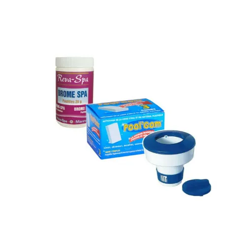 Picture of MAREVA cleaning pack for SPA - Bromine - Floating chlorine dispenser - Magic erasers