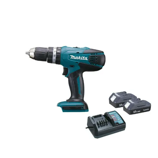 Picture of Impact drill MAKITA 18V - 2 batteries BL1813G 1.3Ah - 1 charger DC18WA HP457DWE