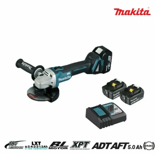 Picture of Brushless grinding machine MAKITA 18V 125mm - 2 batteries BL1850 5.0Ah - 1 fast charger DC18RC DGA506RTJ