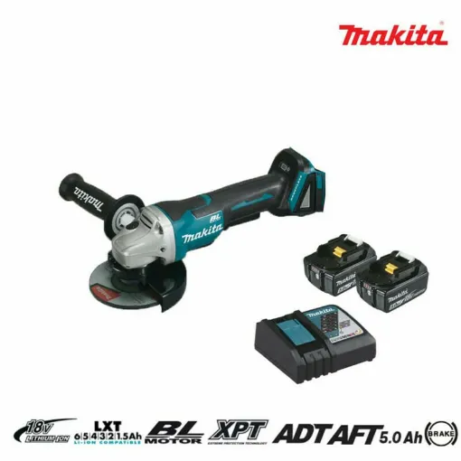 Picture of Brushless grinding machine MAKITA 18V 125mm - 2 batteries BL1850 5.0Ah - 1 fast charger DC18RC DGA508RTJ