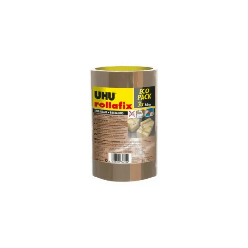 Picture of UHU Rollafix Packaging Tape Brown - 3 x 66m x 50mm - 36055