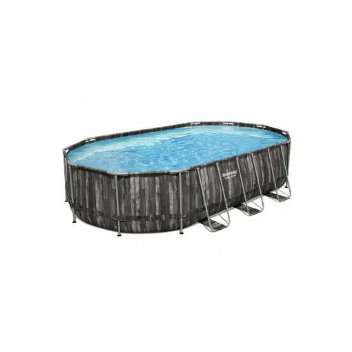 Picture of BESTWAY oval tubular pool - 610 x 366 x 122 cm - 20 241 L - wood pattern - Power Steel - 5611R