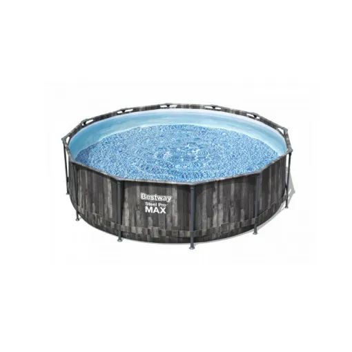 Picture of BESTWAY round tubular pool - 366 x 100 cm - 9 150 L - wood pattern - Steel Pro Max - 5614x