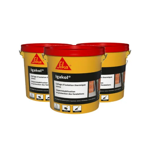 Picture of Batch of 3 thermal insulation and foundation protection bonds SIKA Igakol - Black - 5kg