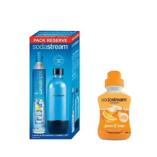 Picture of SODASTREAM Pack CO2 Cylinder 60L - 1 bottle PET 1L - Orange Concentrate 500 ml