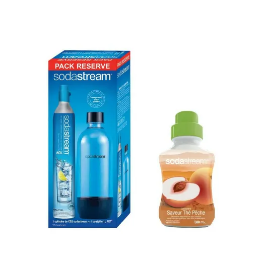 Picture of SODASTREAM Pack CO2 Cylinder 60L - 1 bottle PET 1L - Concentrate The peach black 500 ml