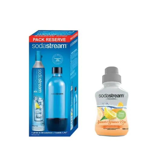 Picture of SODASTREAM Pack CO2 Cylinder 60L - 1 bottle PET 1L - Citrus Concentrate zero 500 ml