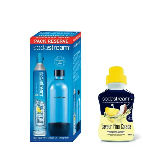 Picture of SODASTREAM CO2 Cylinder Pack 60L - 1 bottle PET 1L - Pina colada Concentrate 500 ml