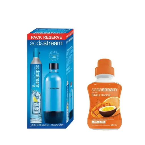 Picture of SODASTREAM Pack CO2 Cylinder 60L - 1 bottle PET 1L - Tropical Concentrate 500 ml