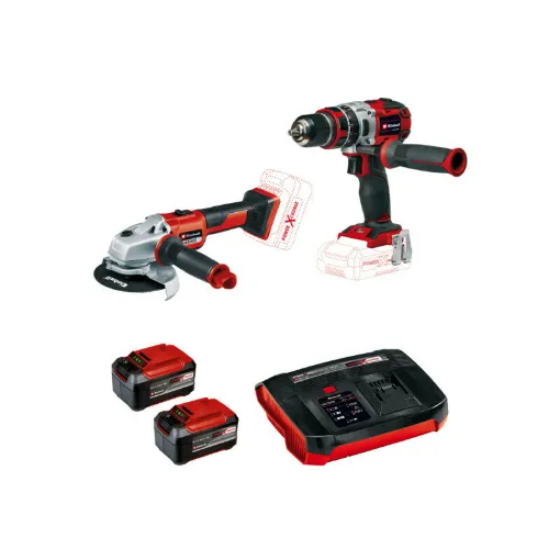 Picture of Pack EINHELL 18V Power X-Change - Percussion drill - Angle grinder - 2 batteries 5.2 Ah Twinpack - 1 Booster charger