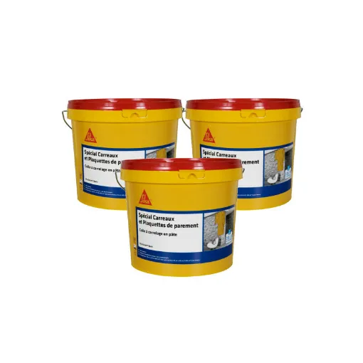 Picture of Set of 3 SIKA SikaCeram Basic Paste Tile Adhesives - Ivory - 5kg