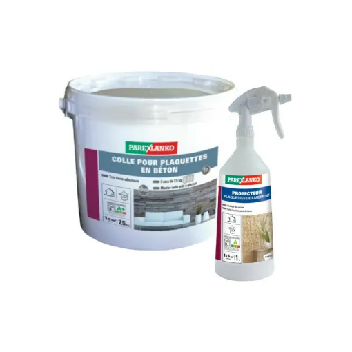 Picture of Pack PAREXLANKO - Adhesive for grey concrete slabs - 7,5 kg - Protector for facing slabs - 1L