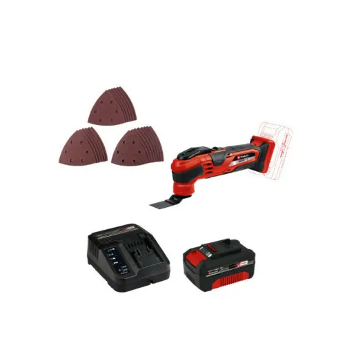 Picture of Pack EINHELL Multifunction tool 18V Power X-Change - VARRITO - Starter Kit Power 4.0Ah - Set of 20 abrasives