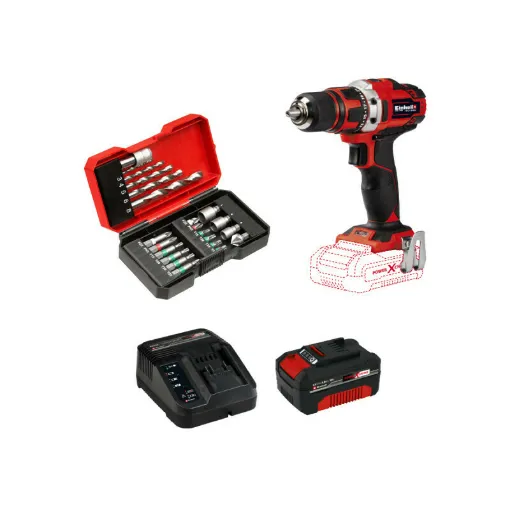 Picture of Pack EINHELL 18V Power X-Change Drill and Screwdriver - 18/40 Li-Solo - Starter Kit Power 4.0Ah - Set of 22 accessories