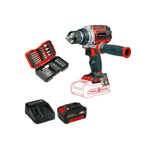 Picture of Pack EINHELL 18V Power X-Change Drill/Driver - TP-CD 18/60 Li BL - Solo - Starter Kit Power 4.0Ah - Set of 34 accessorie