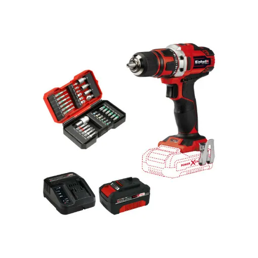 Picture of Pack EINHELL 18V Power X-Change Drill and Screwdriver - 18/40 Li-Solo - Starter Kit Power 4.0Ah - Set of 34 accessories