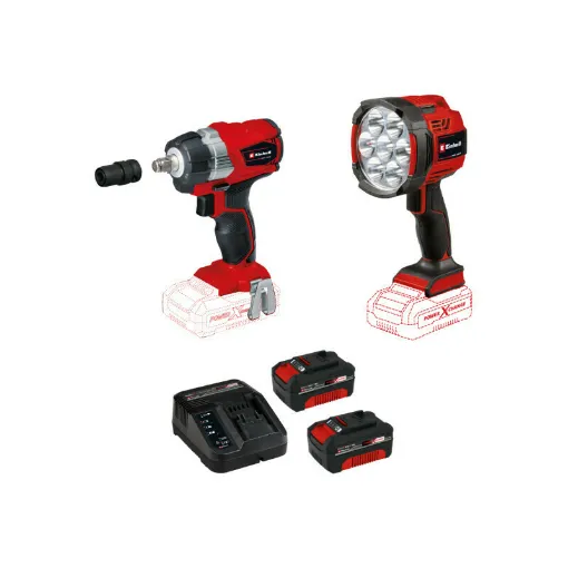 Picture of Pack EINHELL 18V Power X-Change - Bolt driver TE-CW 18 Li BL-solo - LED lamp TE-CL 18/2500 LiAC-solo - 2 batteries 4.0Ah