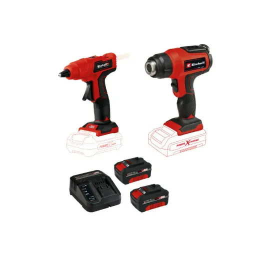 Picture of Pack EINHELL 18V Power X-Change - Cordless glue gun TE-CG 18 Li - Solo - Heat gun TE-HA 18 Li-Solo - Starter Kit Power 4