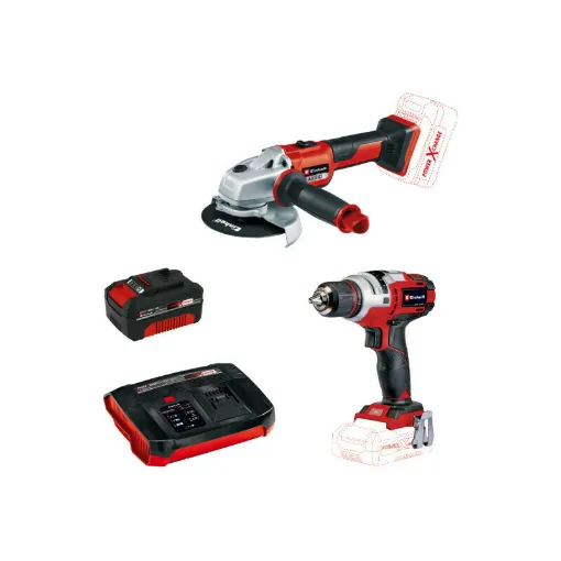 Picture of Pack EINHELL 18V Power X-Change - Screwdriver TE-CD 18 Li E-Solo - Angle grinder AXXIO - 1 battery 4.0Ah - Booster charg