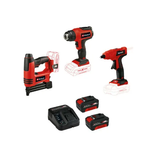 Picture of Pack EINHELL 18V Power X-Change - Cordless glue gun - Heat gun - 2 in 1 stapler-nailer - Starter Kit Power 4.0Ah