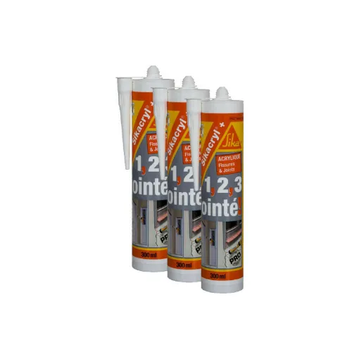 Picture of SIKA Sikacryl Plus Acrylic Putty - White - Set of 3 cartridges 300ml