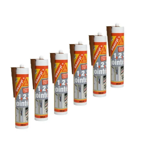 Picture of Set of 6 SIKA Sikacryl Plus Acrylic Putty - Mahogany - 300ml