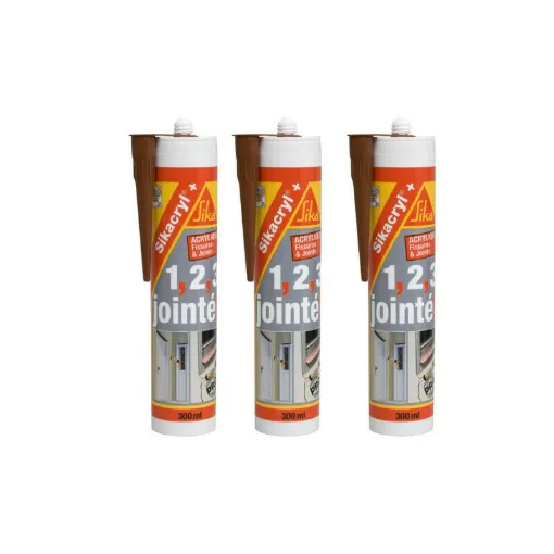 Picture of Set of 3 SIKA Sikacryl Plus Acrylic Putty - Mahogany - 300ml