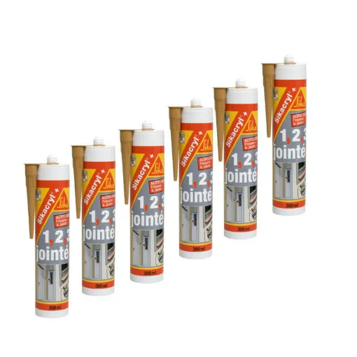 Picture of Set of 6 SIKA Sikacryl Plus Acrylic Putty - Oak - 300ml