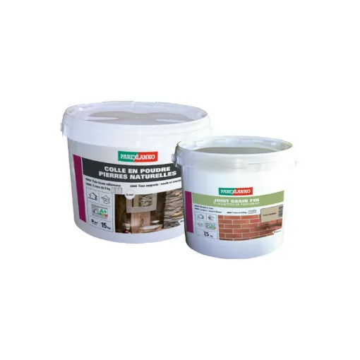 Picture of Pack PAREXLANKO - Fine grain joint for stone tiles - 7,5 kg - Glue for natural stone tiles white - 15 kg