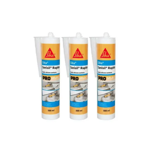 Picture of Set of 3 anti-mould silicone sealants for sanitary facilities - SIKA Sanisil Rapide - Transparent - 300ml