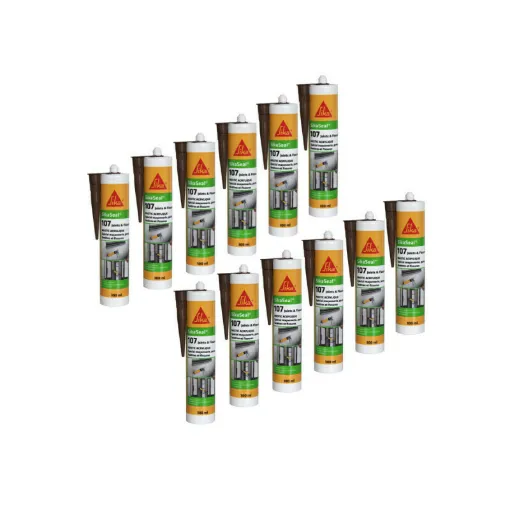 Picture of Set of 12 Special Acrylic Facade Sealants - SIKA SikaSeal 107 Joints and Cracks - Mahogany - 300ml