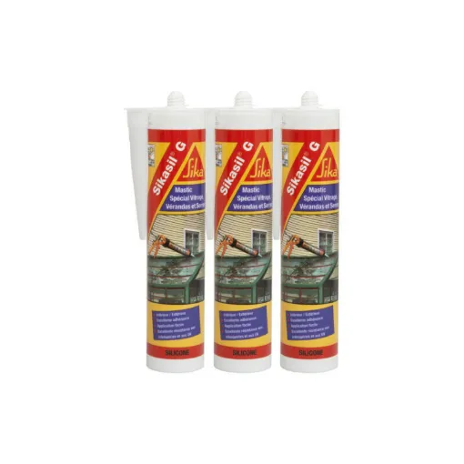 Picture of Set of 3 elastic silicone sealants - SIKA Sikasil G - White - 300ml