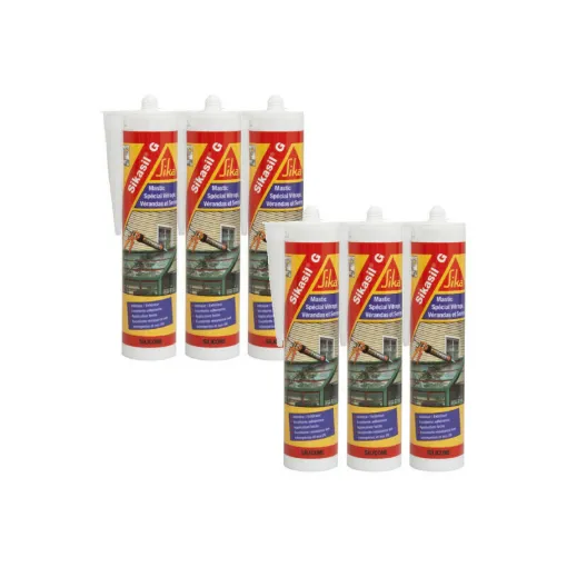 Picture of Set of 6 elastic silicone sealants - SIKA Sikasil G - White - 300ml