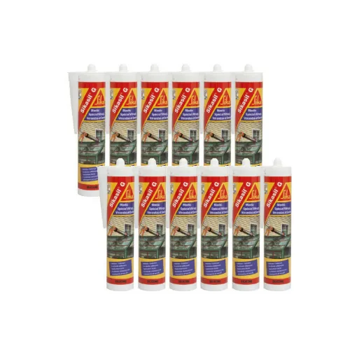 Picture of Set of 12 elastic silicone sealants - SIKA Sikasil G - White - 300ml