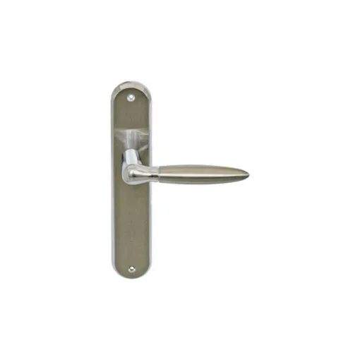 Picture of Door handle on plate model Ariane - Cane spout - Nickel-plated Matt