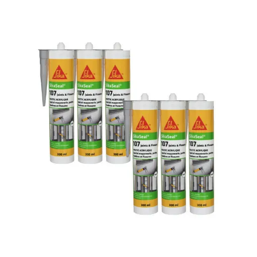 Picture of Set of 6 SIKA Sikaseal 107 Joint and Crack acrylic sealants - Grey - 300ml