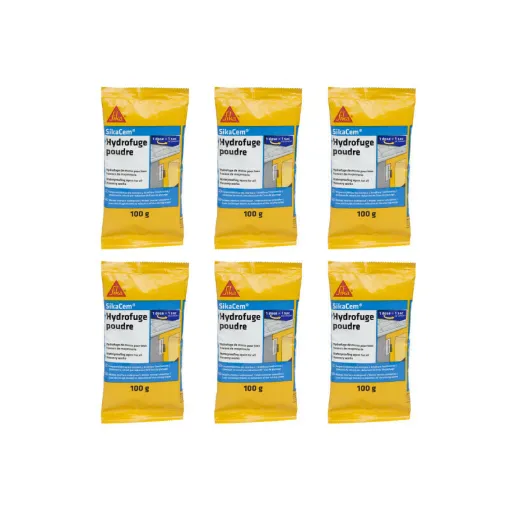 Picture of Batch of 6 waterproofing additives for concrete and mortar SIKA SikaCem Water Repellent Powder - 100g