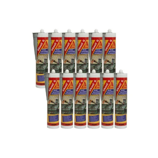 Picture of Batch of 12 elastic silicone sealants - SIKA Sikasil G - Grey - 300ml