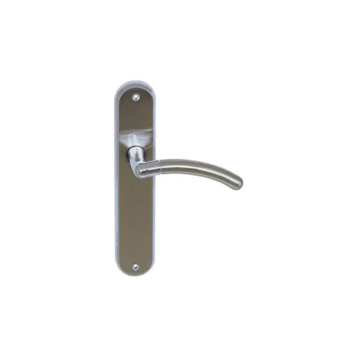 Picture of Door handle on plate Cordouan model - Cane spout - Nickel-plated Matt