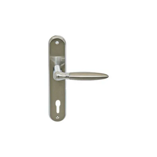 Picture of Door handle on classic key plate model Ariane - Nickel-plated Matt