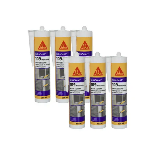 Picture of Set of 6 SIKA SikaSeal 109 Carpentry Silicone Sealants - Beige - 300ml