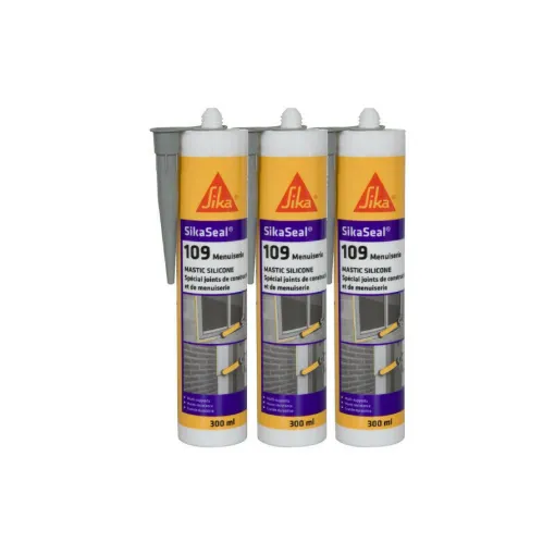 Picture of Set of 3 SIKA SikaSeal 109 Carpentry Silicone Sealants - Grey - 300ml