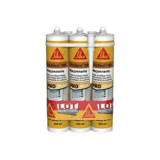 Picture of Set of 3 SIKA SikaSeal 184 Masonry Silicone Sealants - White - 300ml