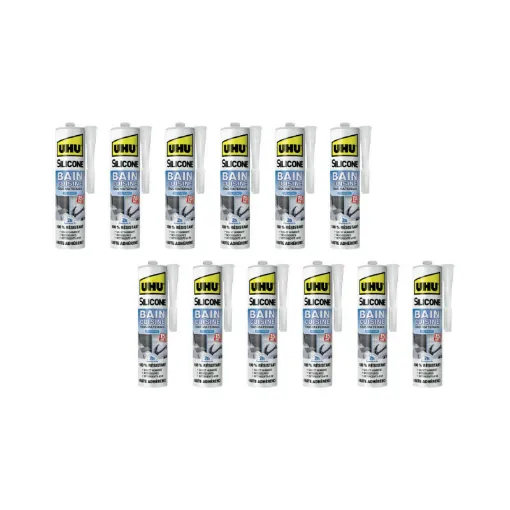 Picture of Lot of 12 Silicone Sealants UHU Bath Kitchen 2H White Cartridge - 300ml