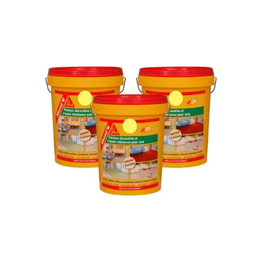 Picture of Batch of 3 mono-component floor paints SIKA Sikasol W - Yellow sand - 5L