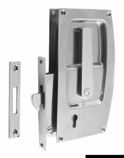 Picture of Chrome-plated brass for sliding doors with recessed handle, suitable for doors with a minimum thickness of 20 mm.