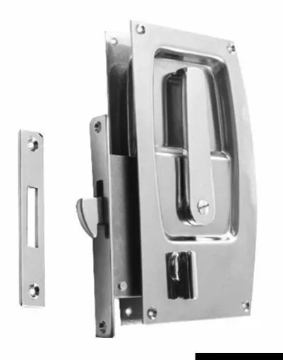 Picture of Chrome-plated brass for sliding doors with flush handle. Suitable for doors with a minimum thickness of 20 mm.